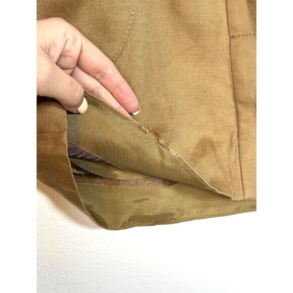 J Crew Brown Linen Blend Pocket Skirt Hidden Button Closure Size 0 Preppy Tan‎ - Picture 6 of 13